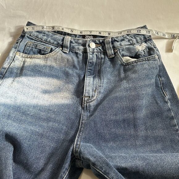 Simple Society Womens Jeans Straight High Rise Distressed Pleated Leg Sz 5/27 - Picture 5 of 9